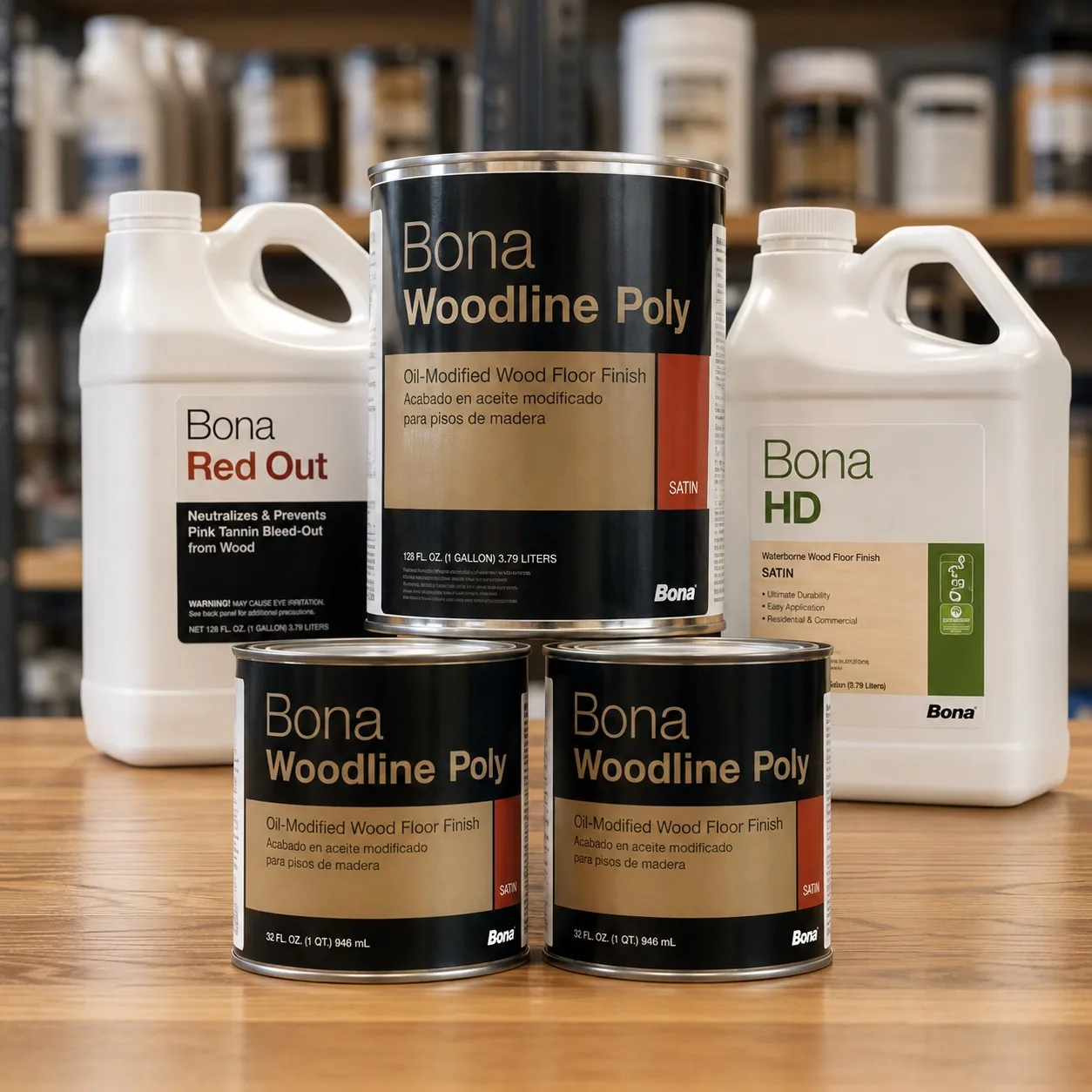 Bona Woodline Poly, Bona HD waterborne finish and Bona Red Out in stock at JR Hardwood Supplies Cape Cod