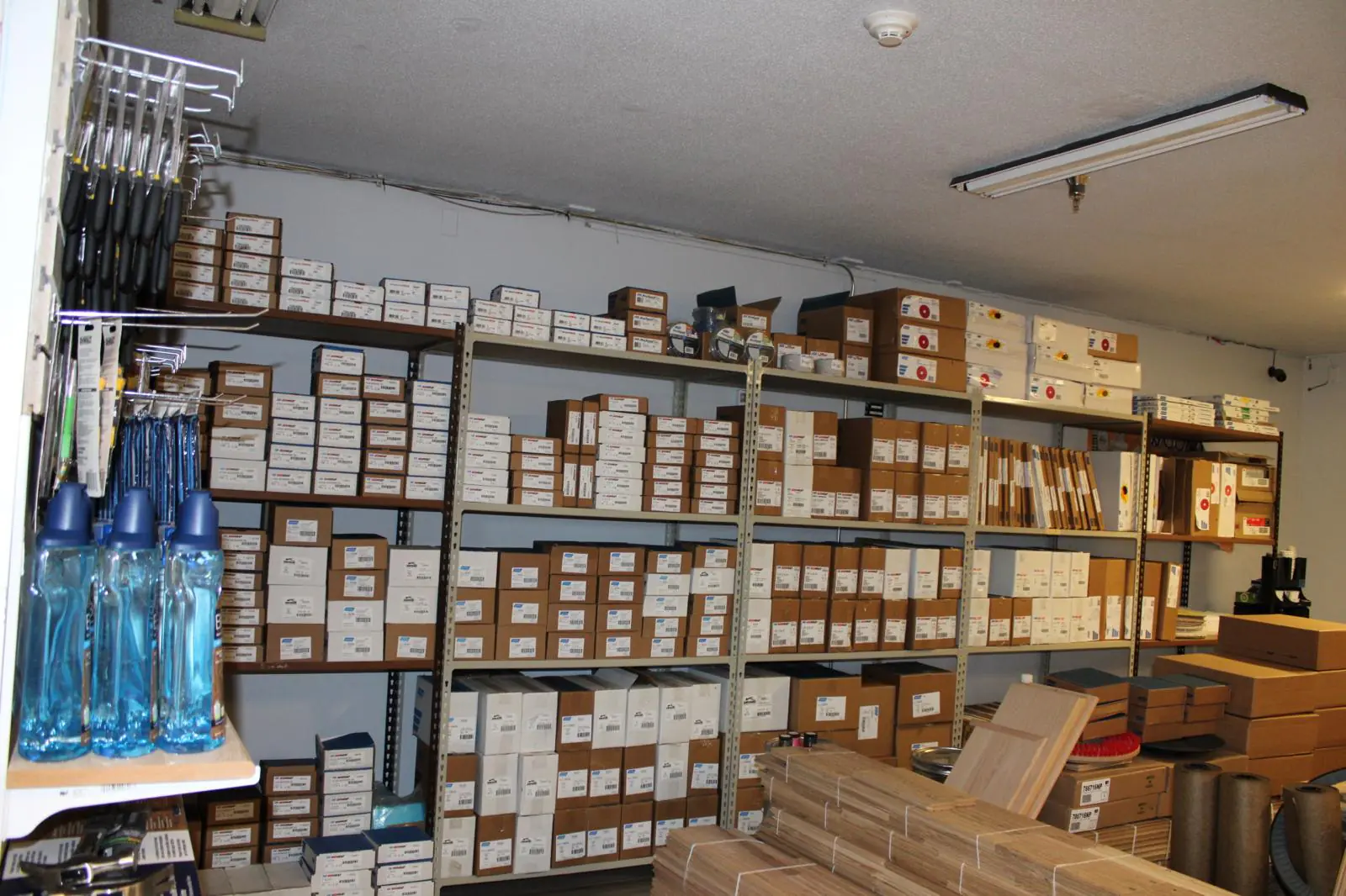 Flooring supply store interior at JR Hardwood Supplies, Falmouth MA