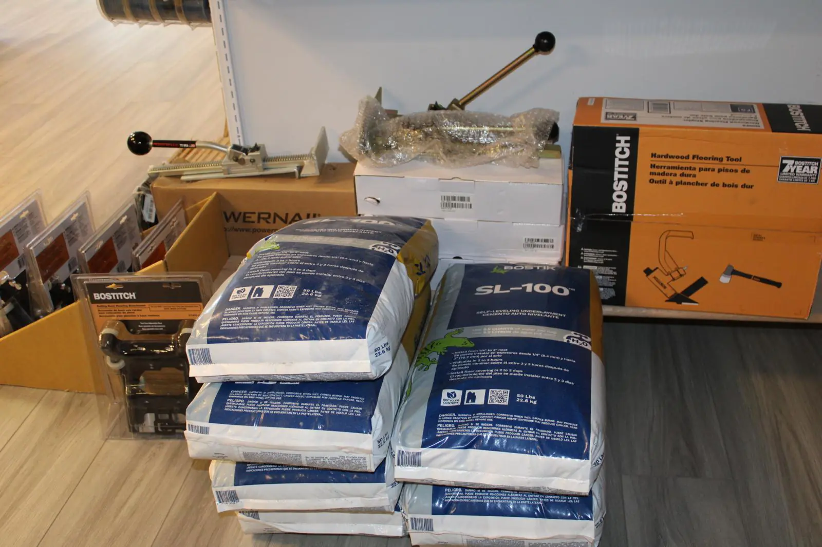 Flooring tools and accessories including Bostitch hardwood flooring nailer in stock Cape Cod